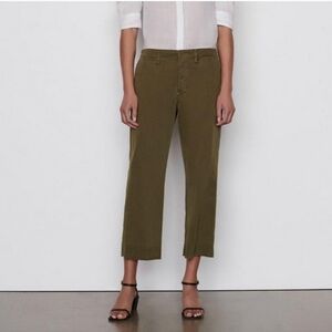 Frame Denim Tomboy Style Cropped Twill Trouser Army Green Style WLSC328 Size 31